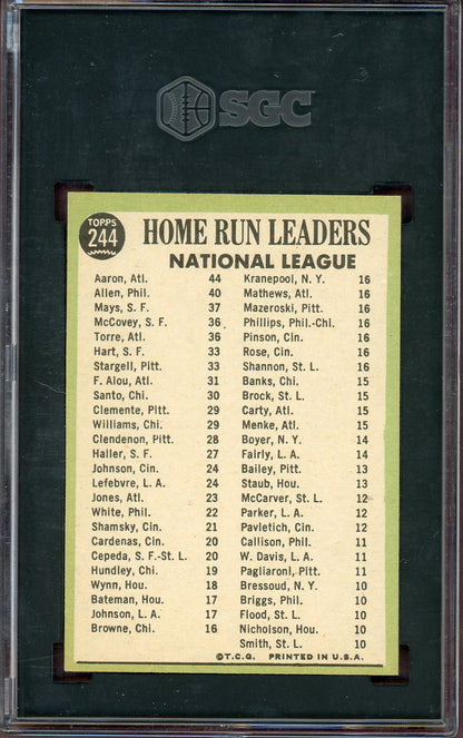 1967 Topps Baseball #244 N.L. Home Run Leaders Aaron Mays SGC 5 EX 560801
