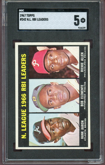 1967 Topps Baseball #242 N.L. RBI Leaders Aaron Clemente SGC 5 EX 560802