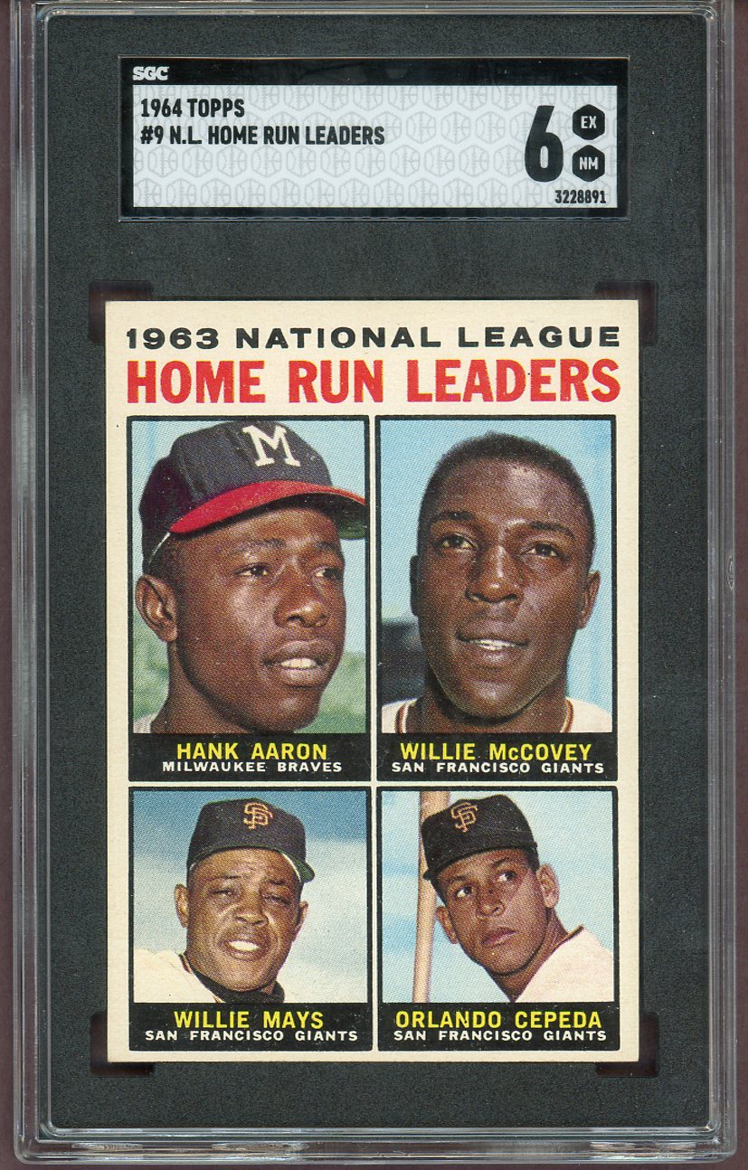 1964 Topps Baseball #009 N.L. Home Run Leaders Aaron Mays SGC 6 EX-MT 560806