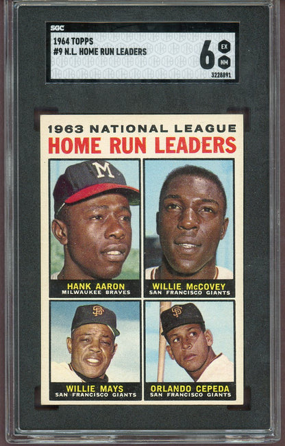 1964 Topps Baseball #009 N.L. Home Run Leaders Aaron Mays SGC 6 EX-MT 560806
