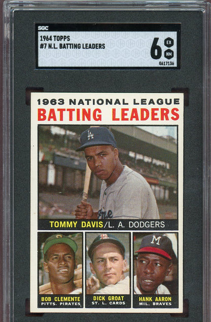 1964 Topps Baseball #007 N.L. Batting Leaders Clemente Aaron SGC 6 EX-MT 560808