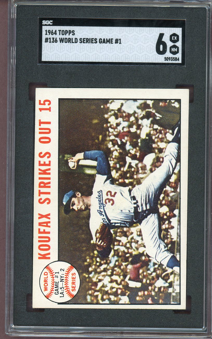 1964 Topps Baseball #136 World Series Game 1 Sandy Koufax SGC 6 EX-MT 560809