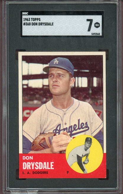 1963 Topps Baseball #360 Don Drysdale Dodgers SGC 7 NM 560810
