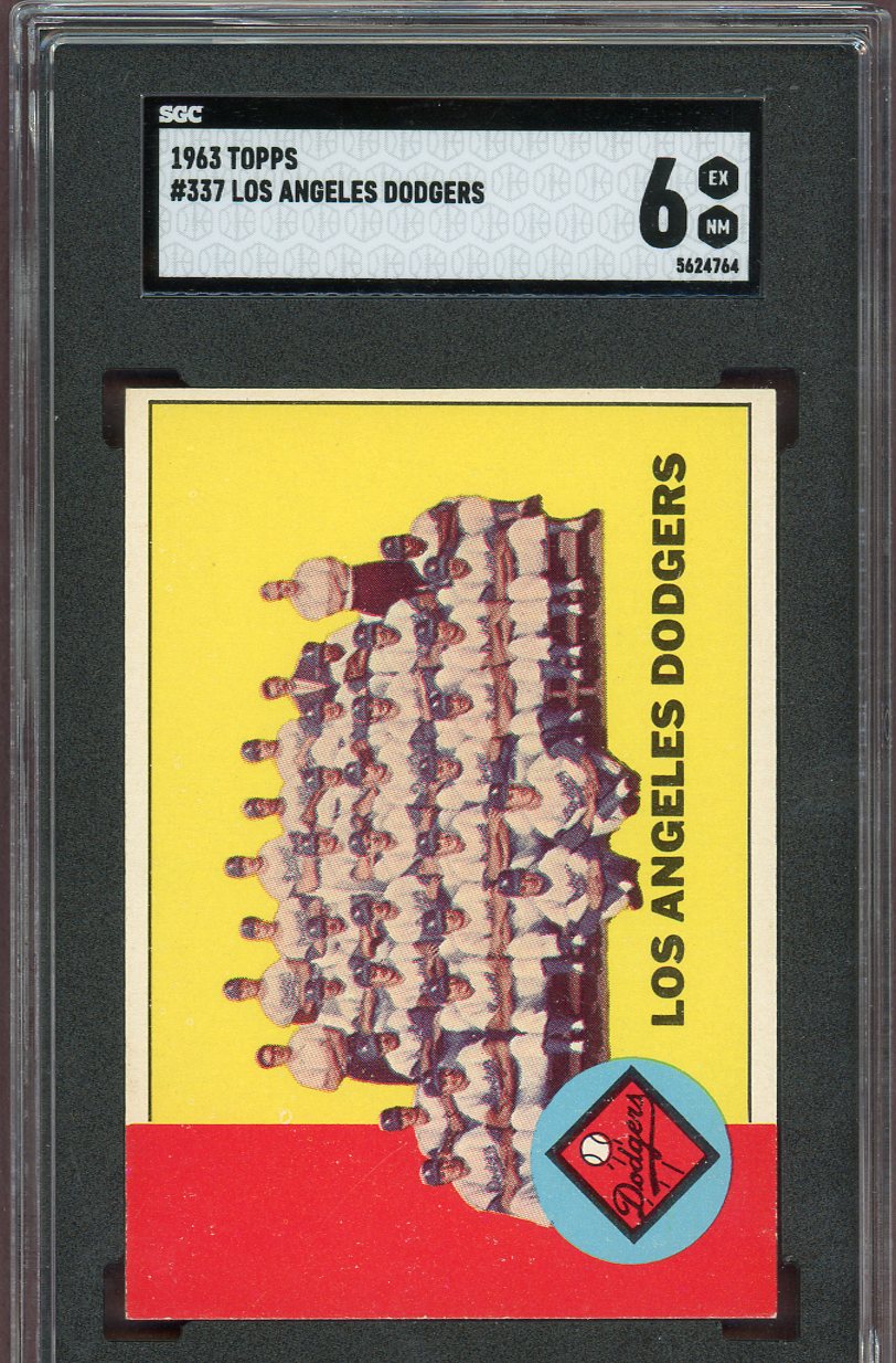 1963 Topps Baseball #337 Los Angeles Dodgers Team SGC 6 EX-MT 560812