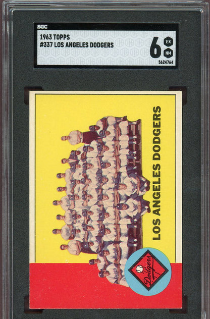 1963 Topps Baseball #337 Los Angeles Dodgers Team SGC 6 EX-MT 560812