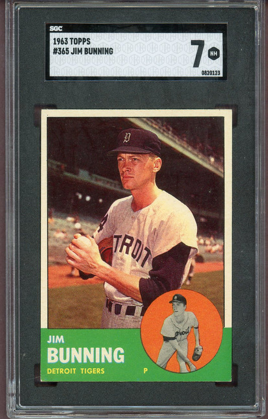 1963 Topps Baseball #365 Jim Bunning Tigers SGC 7 NM 560814