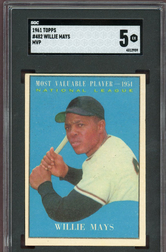 1961 Topps Baseball #482 Willie Mays MVP Giants SGC 5 EX 560820