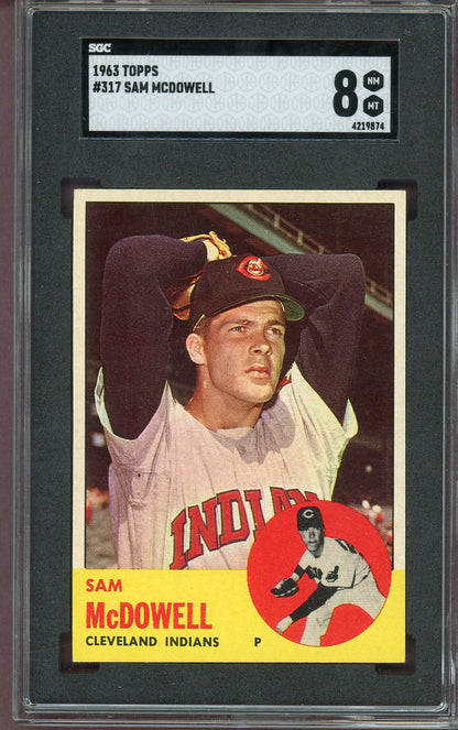 1963 Topps Baseball #317 Sam McDowell Indians SGC 8 NM/MT 560821