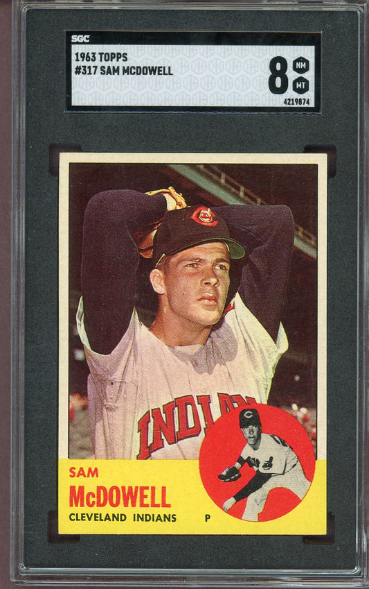 1963 Topps Baseball #317 Sam McDowell Indians SGC 8 NM/MT 560821