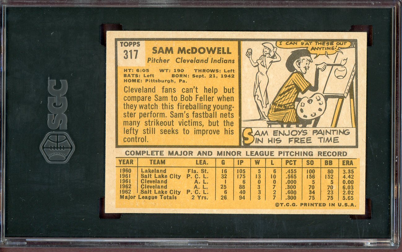 1963 Topps Baseball #317 Sam McDowell Indians SGC 8 NM/MT 560821
