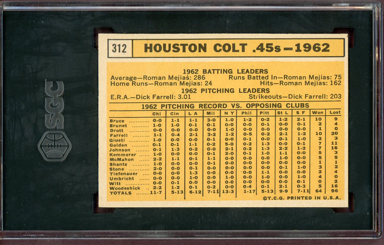 1963 Topps Baseball #312 Houston Colt .45s Team SGC 6 EX-MT 560822