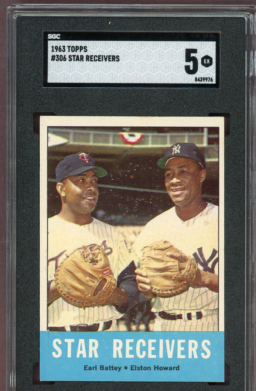 1963 Topps Baseball #306 Elston Howard Earl Battey SGC 5 EX 560823