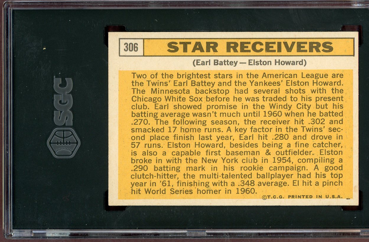 1963 Topps Baseball #306 Elston Howard Earl Battey SGC 5 EX 560823
