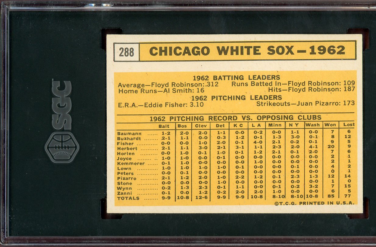 1963 Topps Baseball #288 Chicago White Sox Team SGC 6.5 EX-MT+ 560824