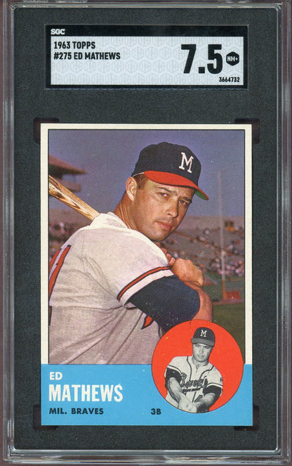 1963 Topps Baseball #275 Eddie Mathews Braves SGC 7.5 NM+ 560825