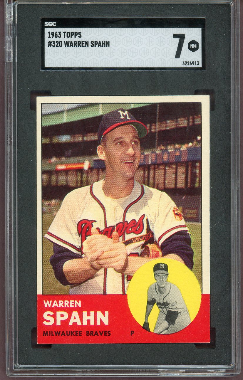 1963 Topps Baseball #320 Warren Spahn Braves SGC 7 NM 560826
