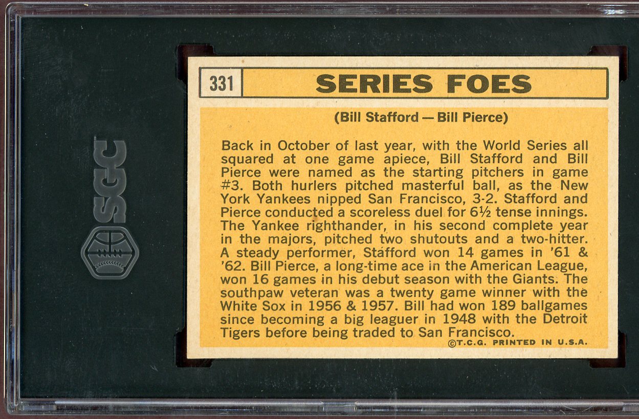 1963 Topps Baseball #331 Billy Pierce Bill Stafford SGC 5 EX 560827