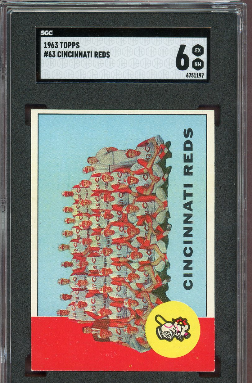 1963 Topps Baseball #063 Cincinnati Reds Team SGC 6 EX-MT 560828