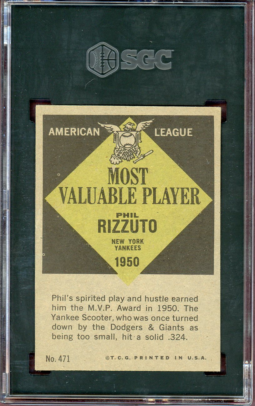 1961 Topps Baseball #471 Phil Rizzuto MVP Yankees SGC 6 EX-MT 560829