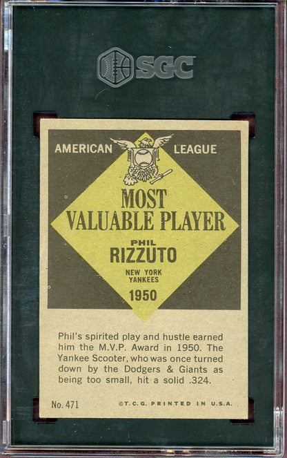 1961 Topps Baseball #471 Phil Rizzuto MVP Yankees SGC 6 EX-MT 560829