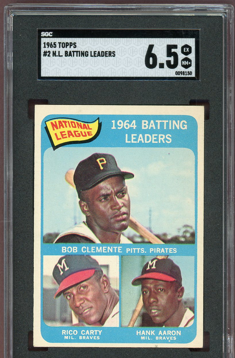 1965 Topps Baseball #002 N.L. Batting Leaders Roberto Clemente SGC 6.5 EX-MT+ 560831