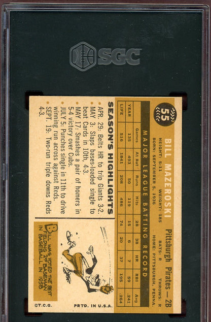 1960 Topps Baseball #055 Bill Mazeroski Pirates SGC 6 EX-MT 560835