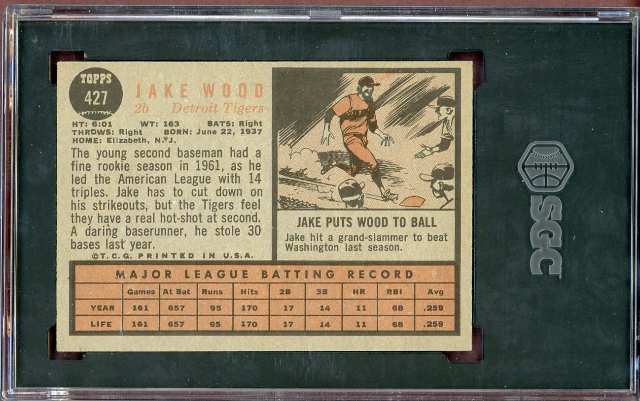 1962 Topps Baseball #427 Jake Wood Tigers SGC 6.5 EX-MT+ 560837