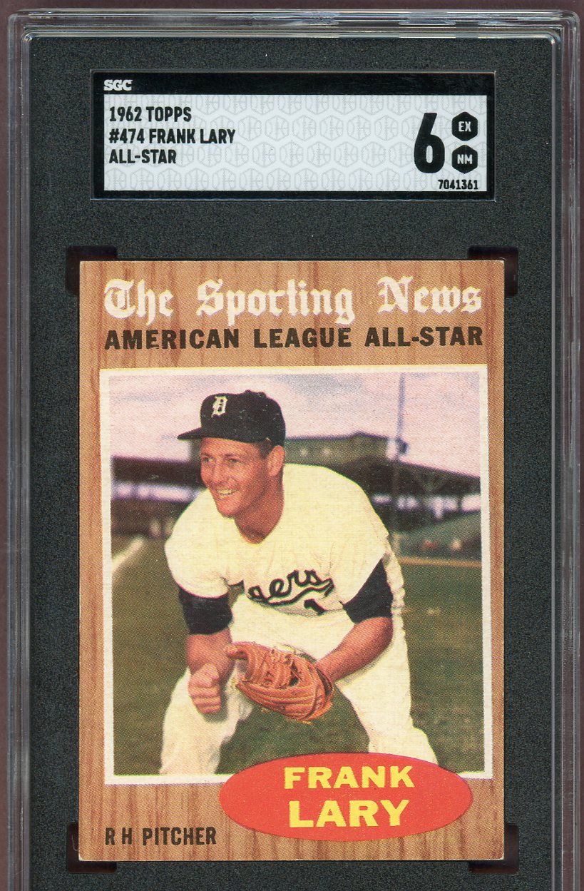 1962 Topps Baseball #474 Frank Lary A.S. Tigers SGC 6 EX-MT 560839