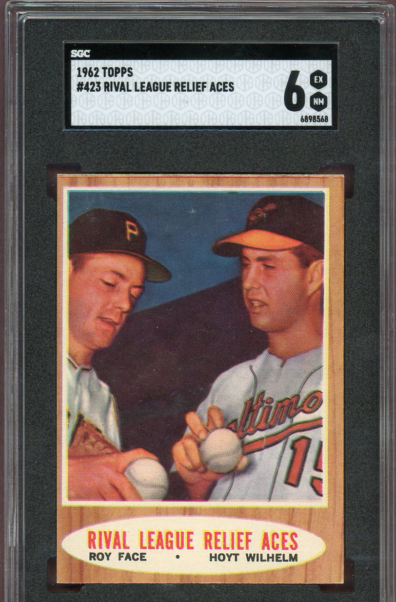 1962 Topps Baseball #423 Hoyt Wilhelm Roy Face SGC 6 EX-MT 560840
