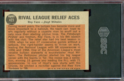1962 Topps Baseball #423 Hoyt Wilhelm Roy Face SGC 6 EX-MT 560840