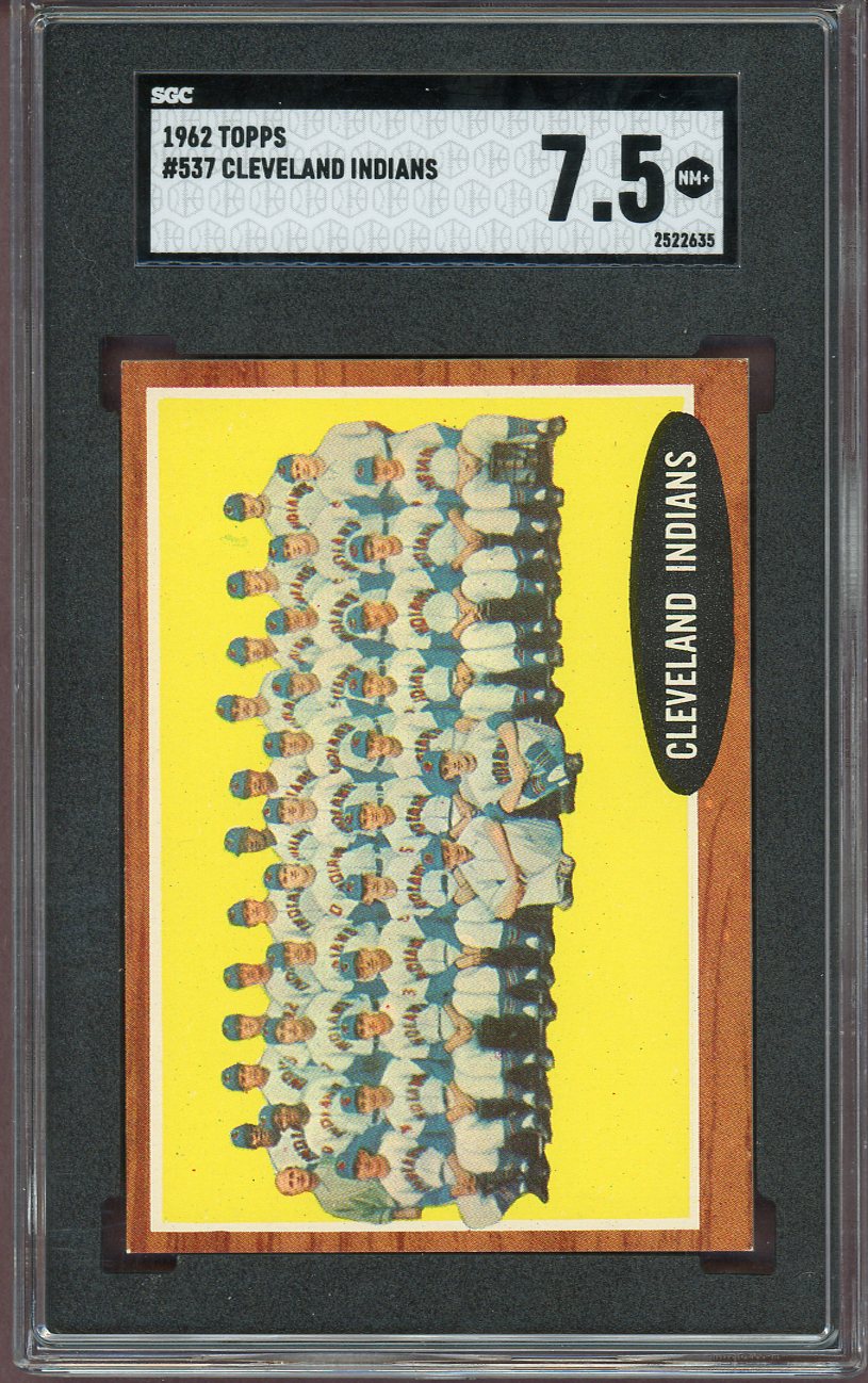 1962 Topps Baseball #537 Cleveland Indians Team SGC 7.5 NM+ 560841