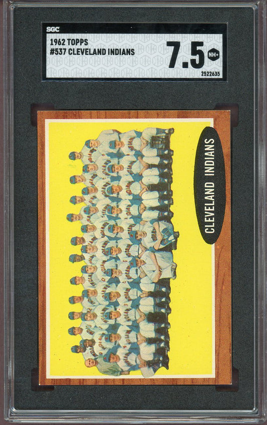 1962 Topps Baseball #537 Cleveland Indians Team SGC 7.5 NM+ 560841