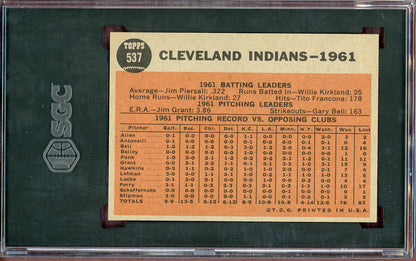 1962 Topps Baseball #537 Cleveland Indians Team SGC 7.5 NM+ 560841