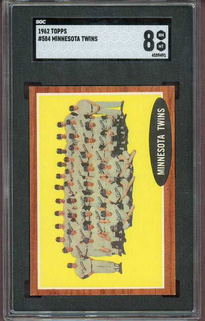 1962 Topps Baseball #584 Minnesota Twins Team SGC 8 NM/MT 560842