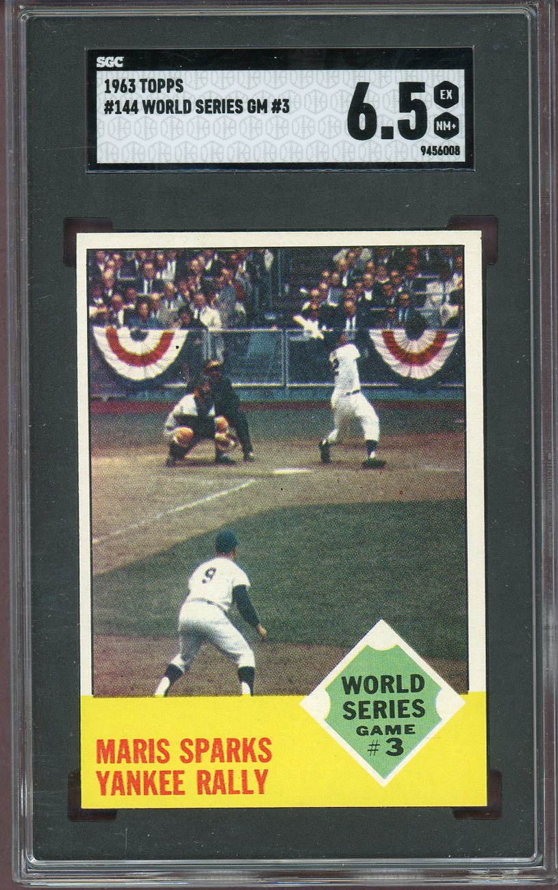 1963 Topps Baseball #144 World Series Game 3 Roger Maris SGC 6.5 EX-MT+ 560845