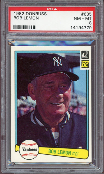 1982 Donruss #635 Bob Lemon Yankees PSA 8 NM/MT 560850