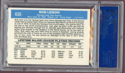 1982 Donruss #635 Bob Lemon Yankees PSA 8 NM/MT 560850