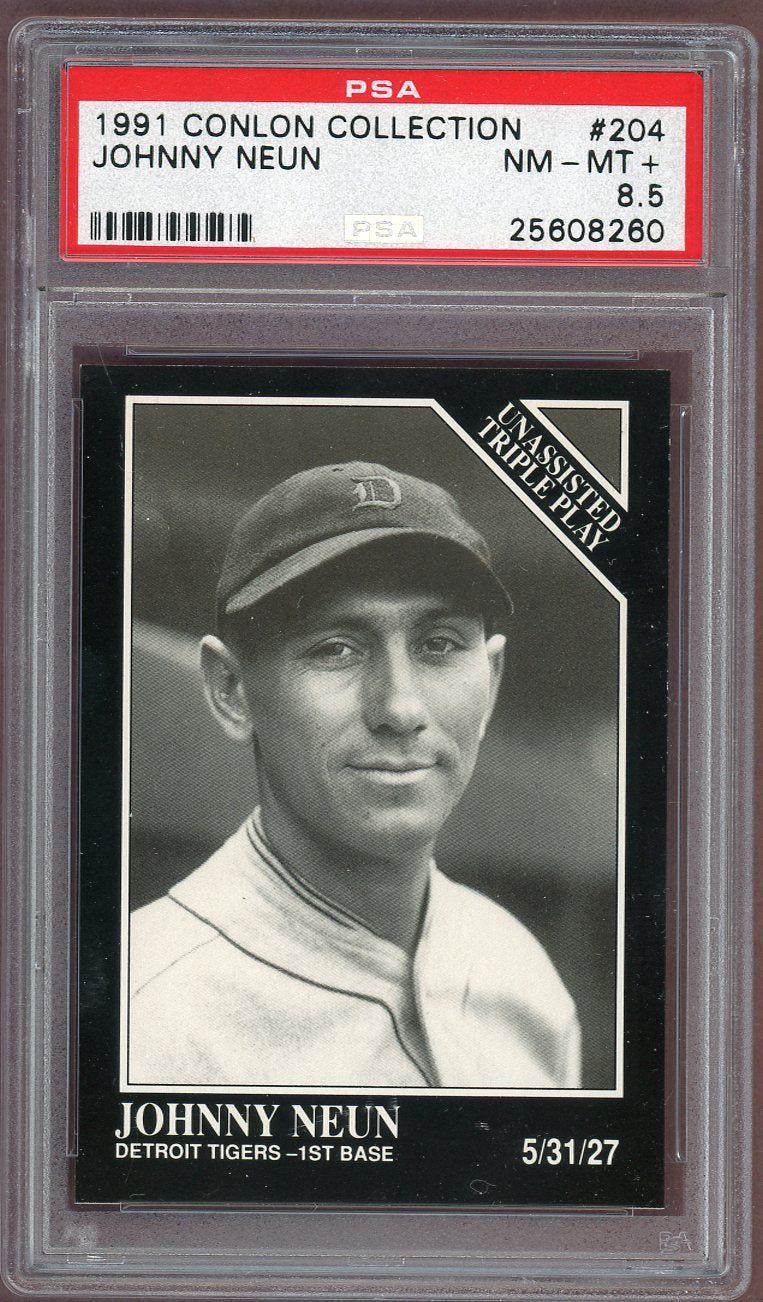 1991 Conlon Collection #204 Johnny Neun Tigers PSA 8.5 NM/MT+ 560862
