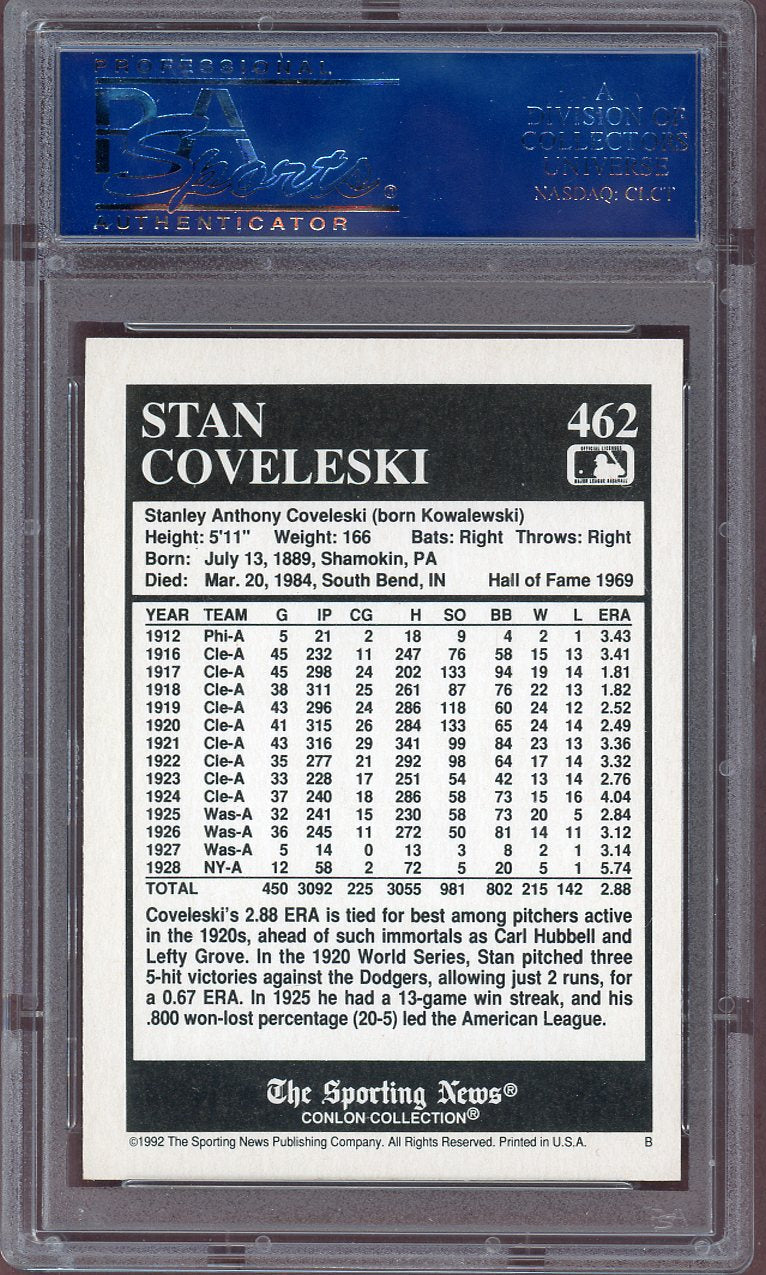 1992 Conlon Collection #462 Stan Coveleski Yankees PSA 8.5 NM/MT+ 560863