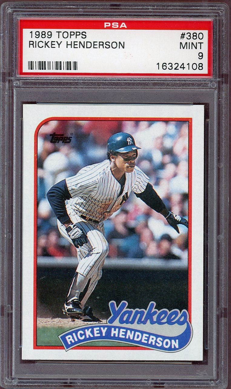 1989 Topps #380 Rickey Henderson Yankees PSA 9 MINT 560865