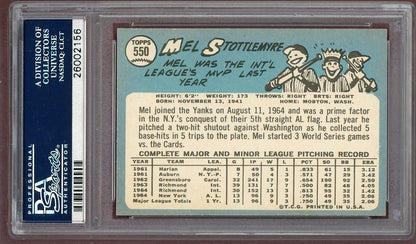 1965 Topps Baseball #550 Mel Stottlemyre Yankees PSA 7 NM 560866