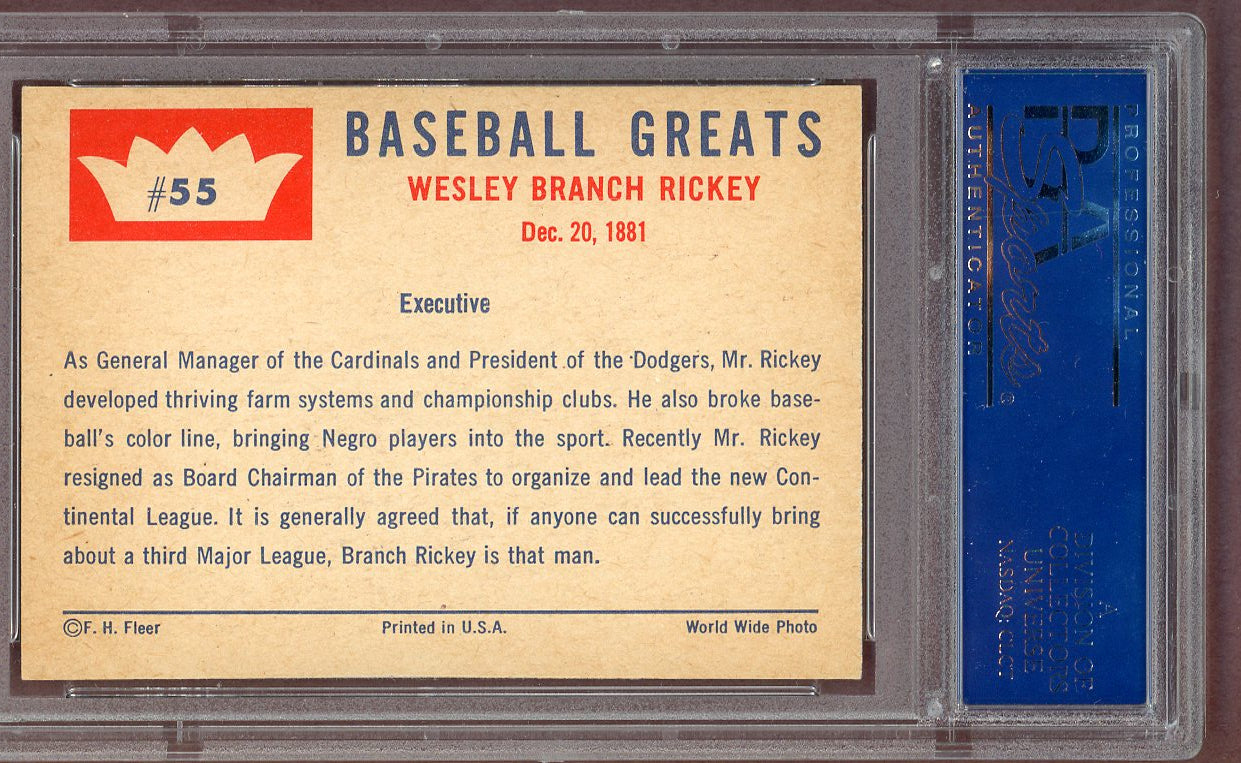1960 Fleer Baseball #055 Branch Rickey Dodgers PSA 8 NM/MT 560868