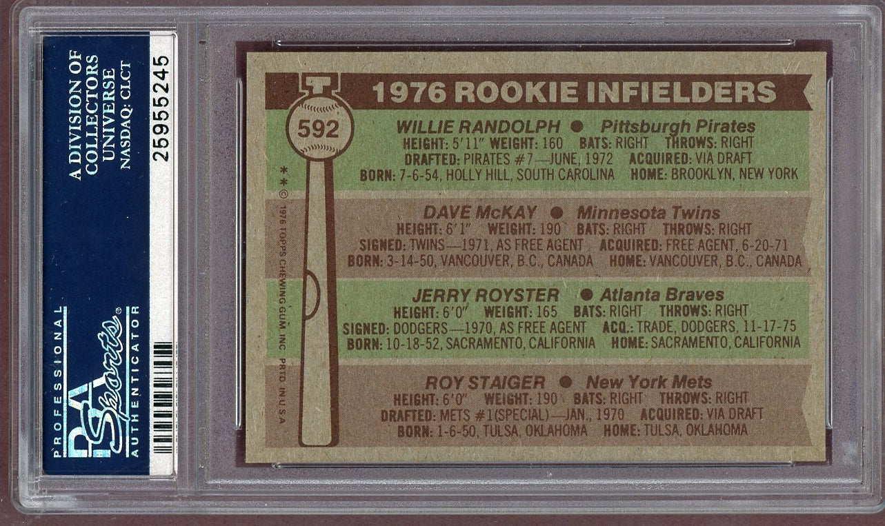 1976 Topps Baseball #592 Willie Randolph Pirates PSA 8 NM/MT 560869