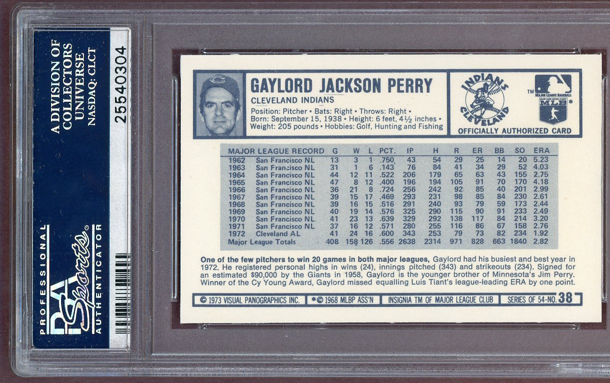 1973 Kelloggs Baseball #038 Gaylord Perry Indians PSA 10 GEM MINT 560871