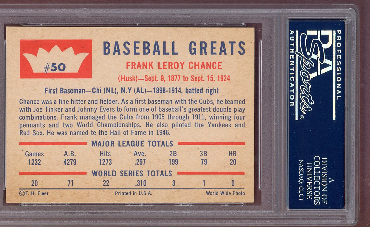 1960 Fleer Baseball #050 Frank Chance Cubs PSA 8 NM/MT 560872