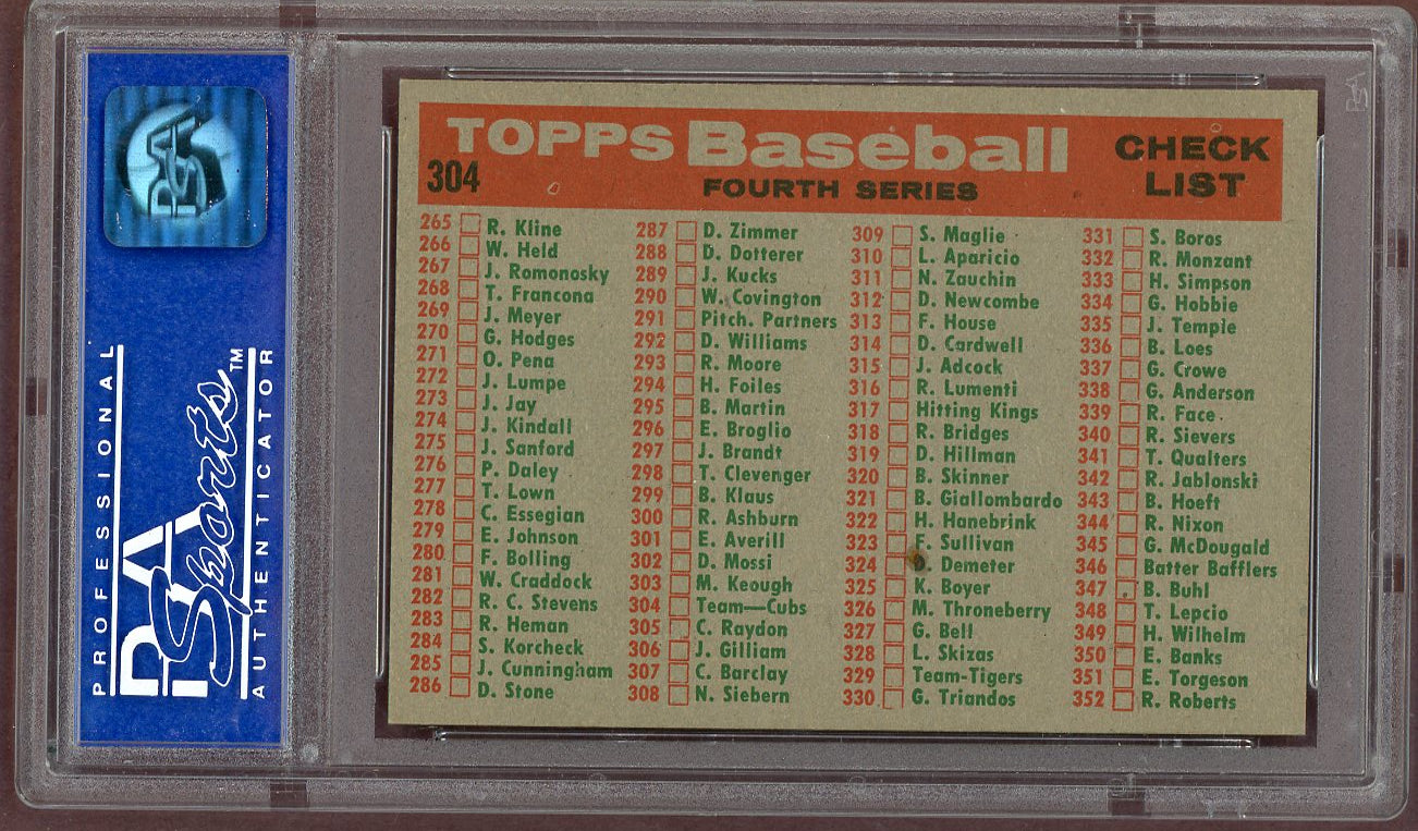 1959 Topps Baseball #304 Chicago Cubs Team PSA 8 NM/MT 560878