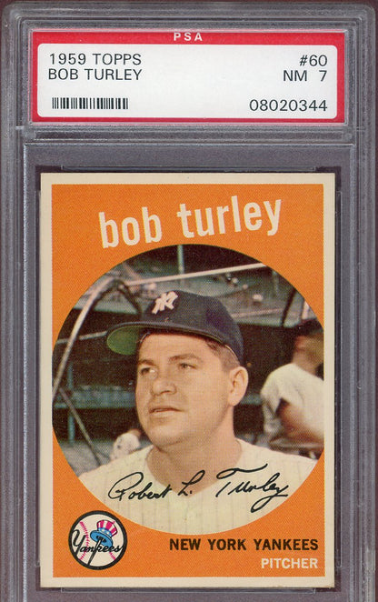 1959 Topps Baseball #060 Bob Turley Yankees PSA 7 NM 560879