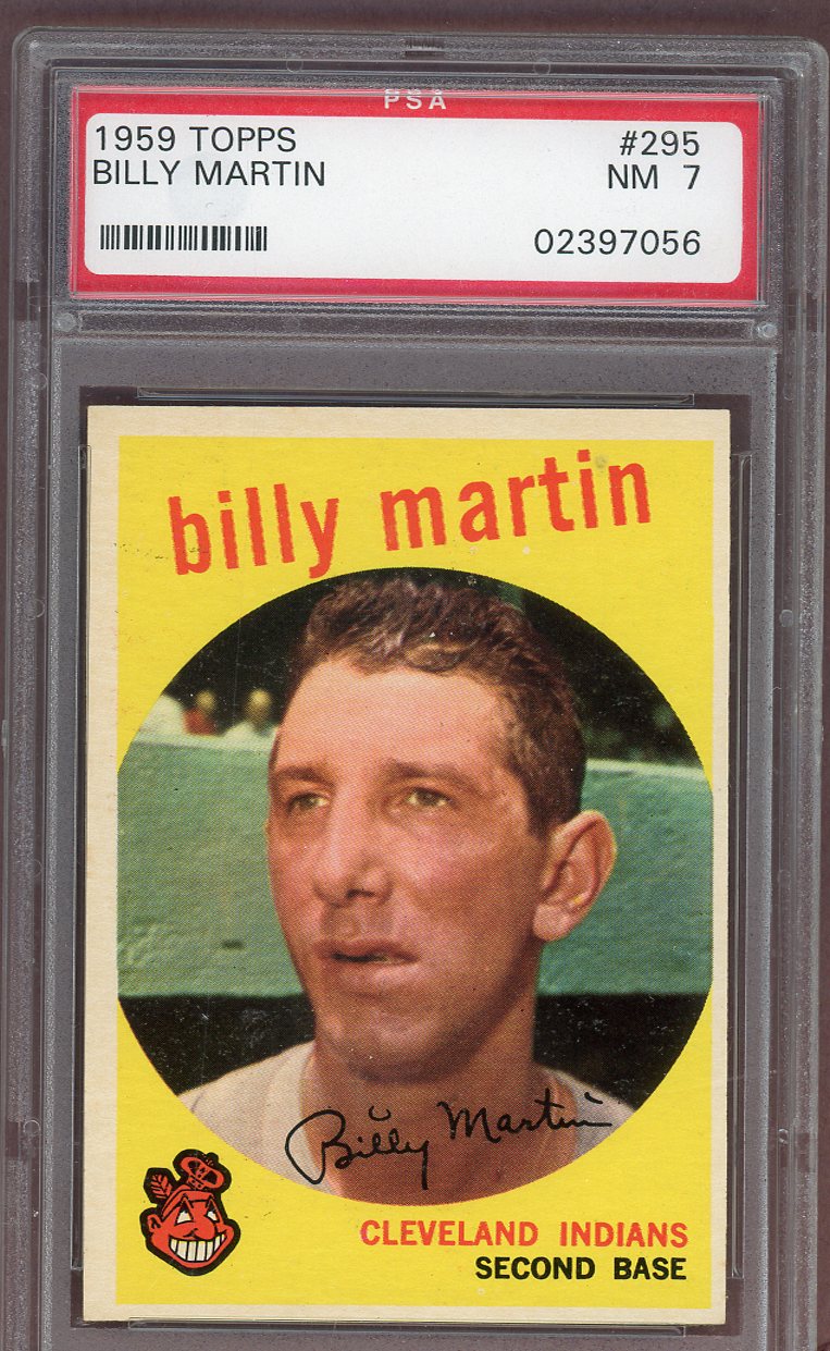 1959 Topps Baseball #295 Billy Martin Indians PSA 7 NM 560880