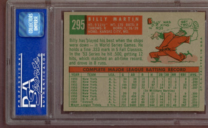 1959 Topps Baseball #295 Billy Martin Indians PSA 7 NM 560880