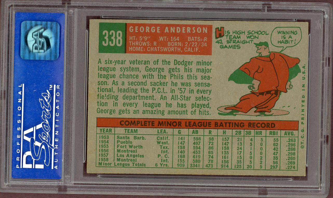 1959 Topps Baseball #338 Sparky Anderson Phillies PSA 7 NM 560881